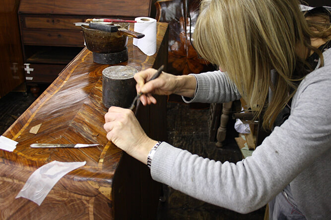 verna working on veneer