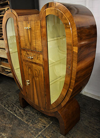 side view of art deco display cabinet