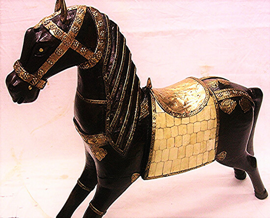 HORSE WITH BRASS AND IVORY EMBELLISHMENT 4